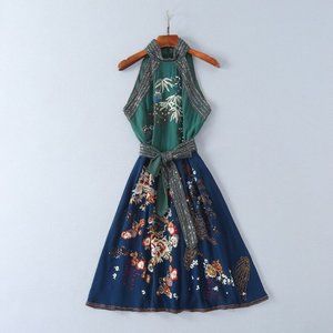 MAISON DE CAFUNE Womens Sleeveless Floral Embroidered Mini Dress Size S NWT